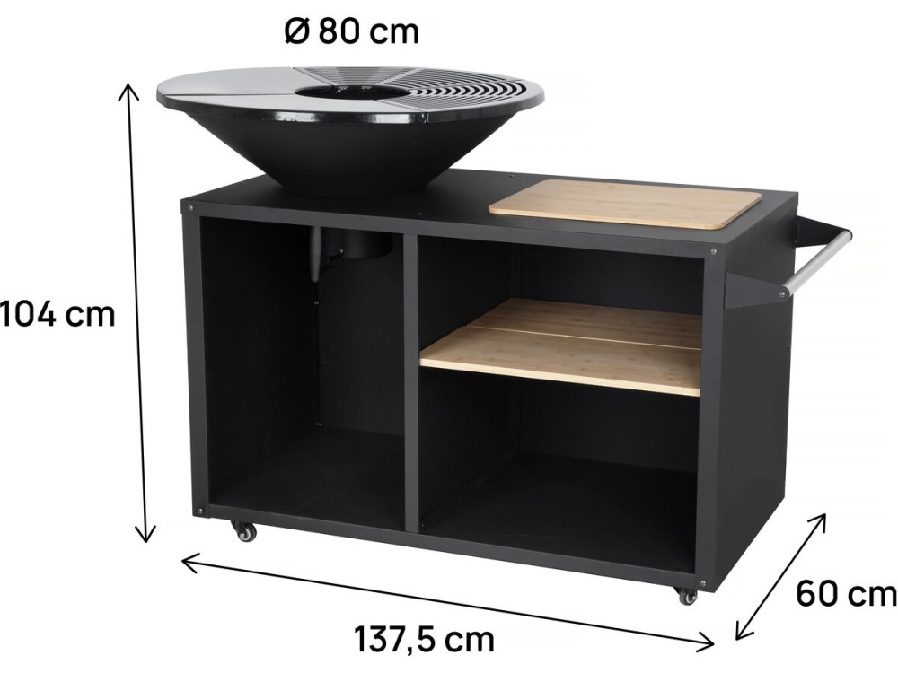 Churrasqueira a carvão e a lenha "Maréchal" - Ø 81 cm - Preto