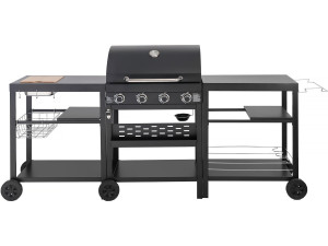 Churrasqueira a gás de cozinha externa - 12 kW - 4 queimadores - Preto