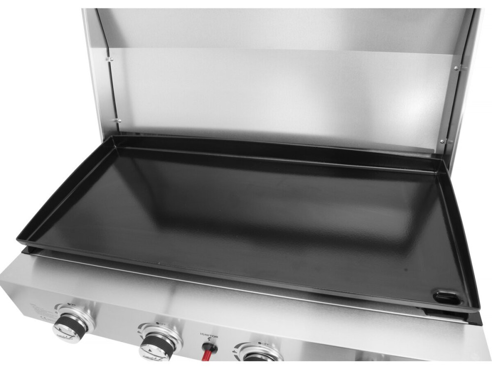 Plancha a gás 4 queimadores com tampa "Fasto" - 10 kw - Cinza