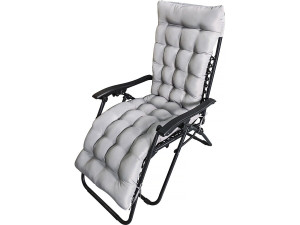 Almofada para cadeirão de jardim em tecido "Romy" - 164 x 52 x 10 cm - Cinzento claro