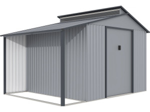 Abrigo de jardim em metal com pérgula "Madras" - 9,12 m² - 355 x 257 x 237 cm - Cinza