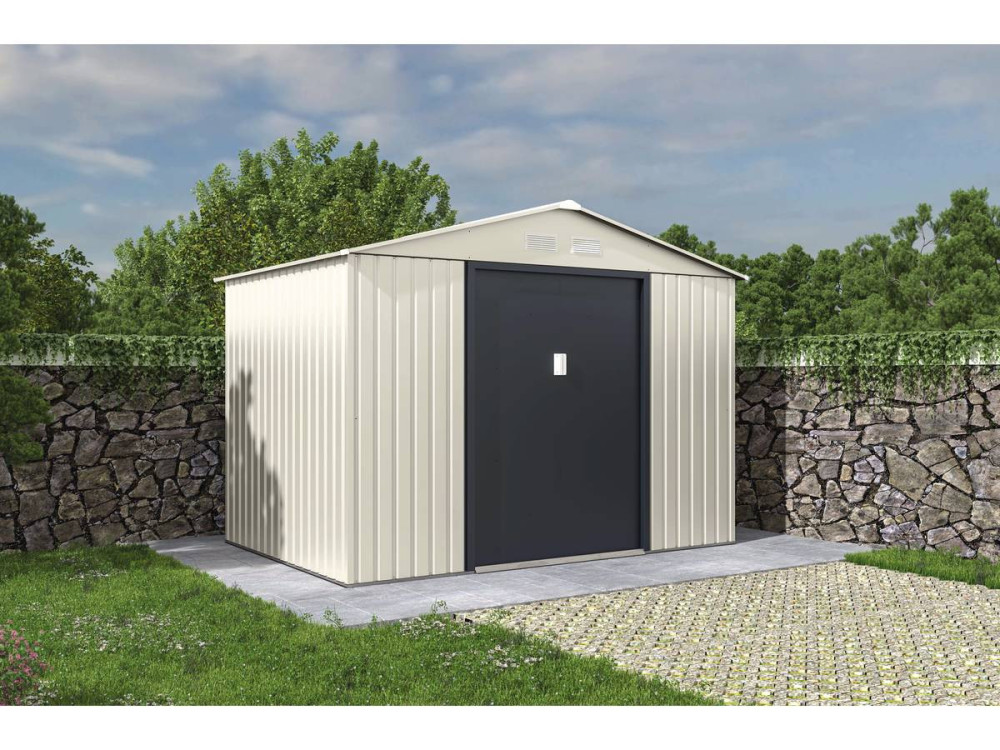 Abrigo de jardim em metal "Nebraska" - 5,29 m² - Bege/Cinza antracite