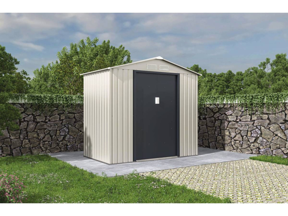 Abrigo de jardim em metal "Nebraska" - 4,07 m² - Bege/Cinza antracite
