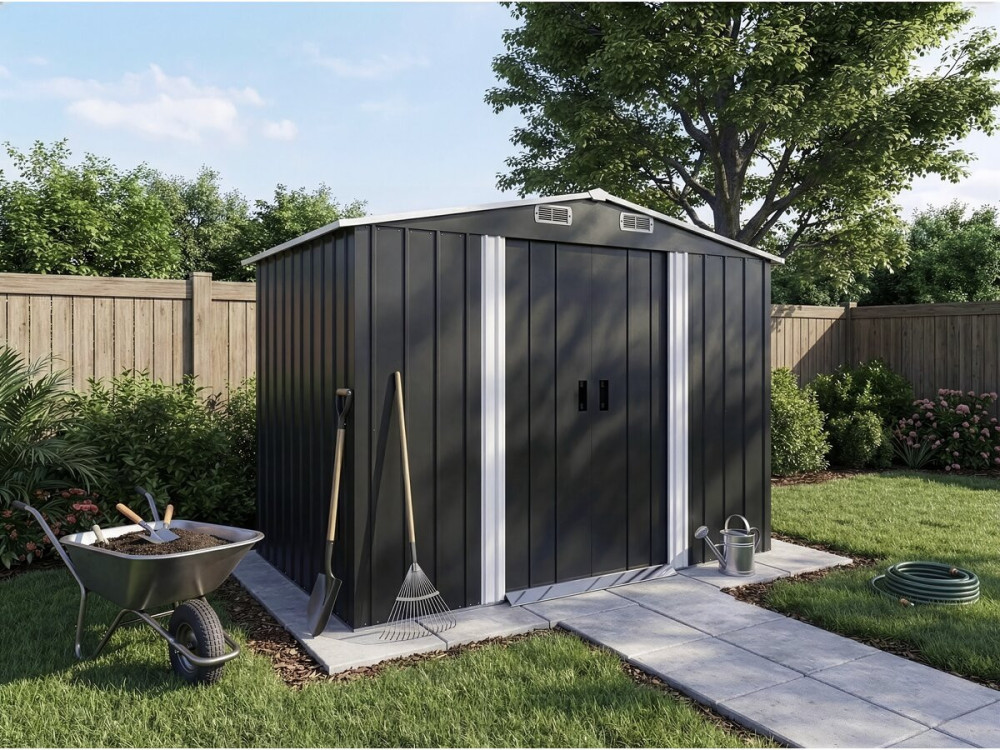 Telheiro metálico para jardim "Boston" - 5,29 m² (4,76 m2 de superfície) - Cinzento