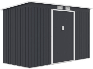 Cobertil de jardim em metal com telhado de uma água «Orlando» - 3,64 m² - Cinzento