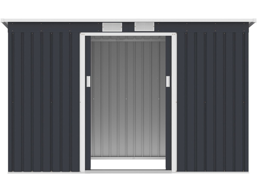 Cobertil de jardim em metal com telhado de uma água «Orlando» - 3,64 m² - Cinzento