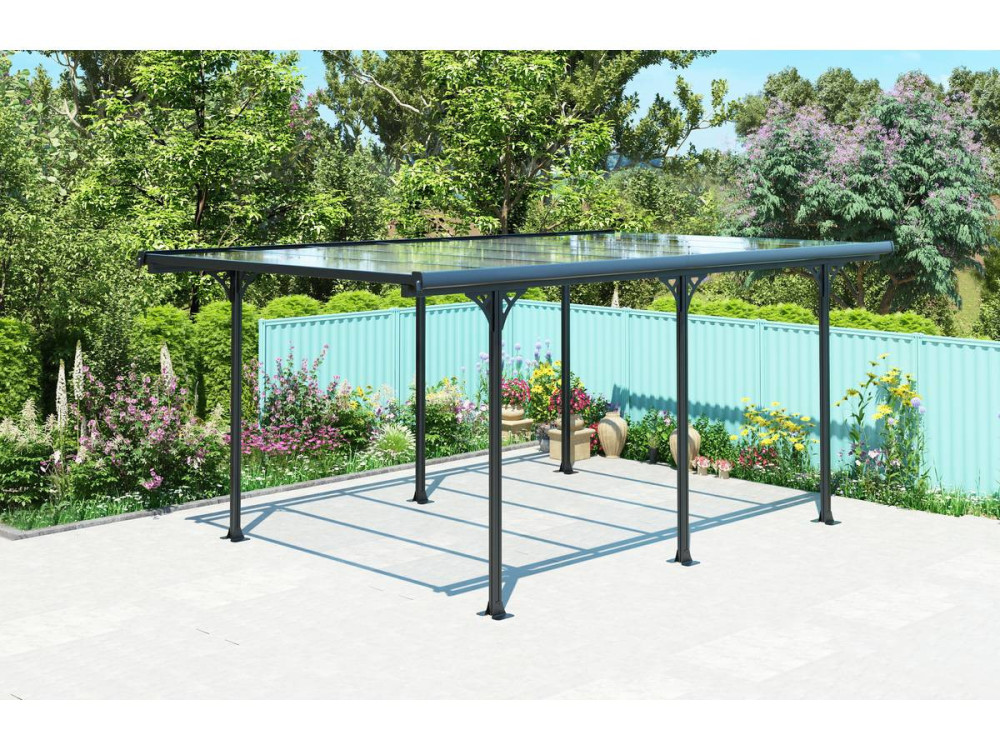 Carport para carro “Denver” - 5,02 x 3,13 x 2,05 m - Transparente / Preto