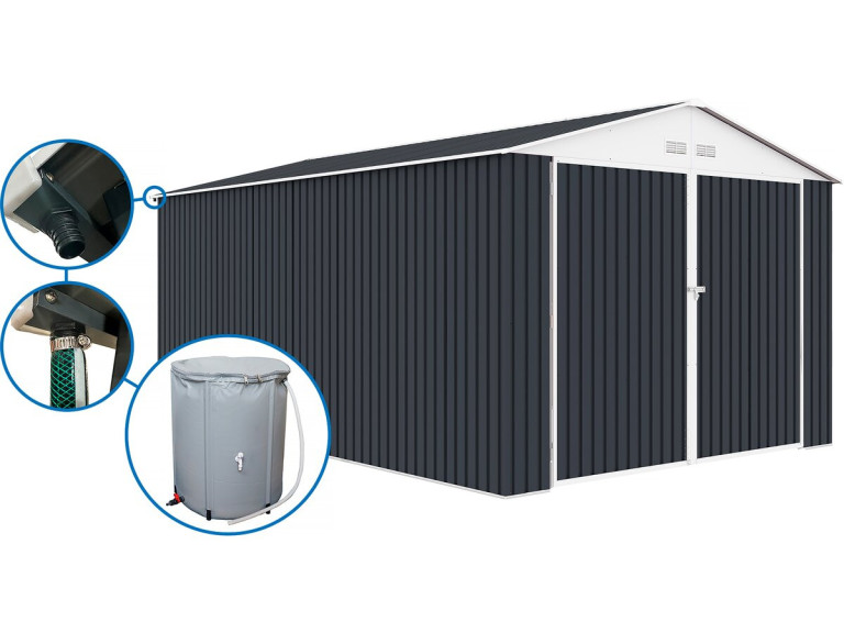 Garagem metálica “Houston” - 18,56m² com calha e coletor de água - Antracite