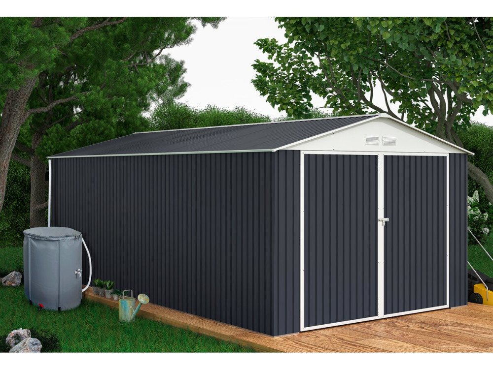 Garagem metálica “Houston” - 18,56m² com calha e coletor de água - Antracite