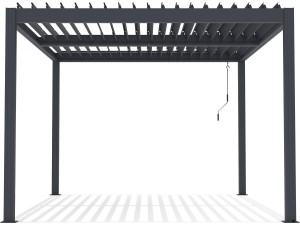 Pérgula bioclimática com LED "Windsor" em alumínio 3 x 4 - Cinza