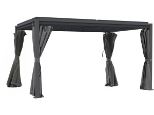 Pérgola bioclimática com cortina de aço galvanizado "Howard" - 3 x 4 m - Cinza