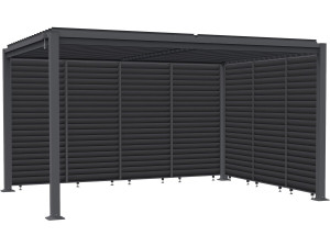 Pérgola bioclimática com 7 venezianas de aço galvanizado "Howard" - 3 x 4 m - Cinza