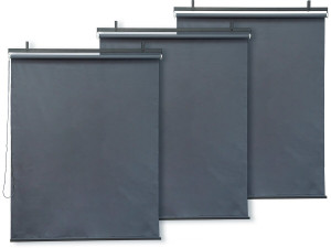Conjunto de 3 persianas metálicas retráteis - 124,5 x 225 cm - Antracite
