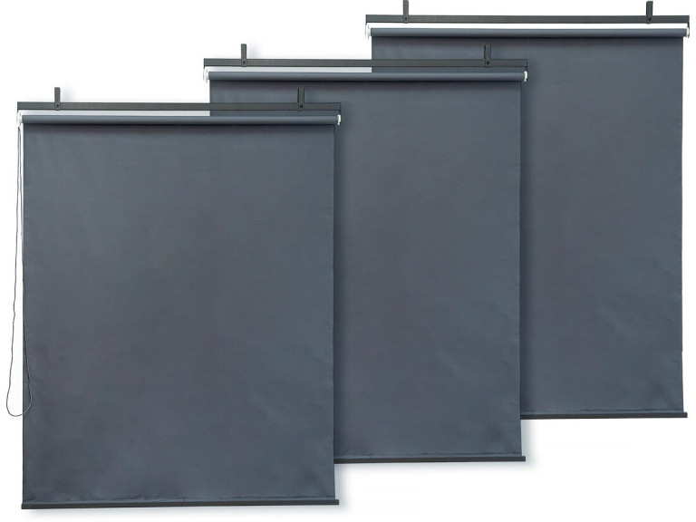 Conjunto de 3 persianas metálicas retráteis - 124,5 x 225 cm - Antracite