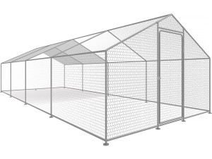 Recinto para frangos 24 m² parque de tela metálica 8 x 3 x 2 M aço galvanizado