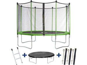 Trampolim Yoopi 2 LUXE - Ø 3,65 m - Com rede + escada + cobertura + kit de âncora