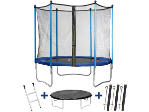 Trampolim "happy"  - Ø 1.80 m - com rede de proteção + escada + capa + kit de fixação ao solo