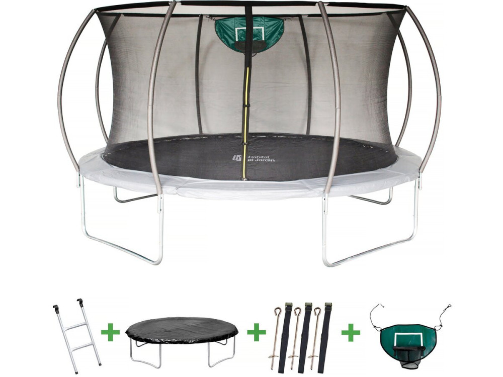 Trampolim com rede interior "jumper" - Ø 4,25 m - Cinza