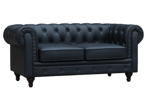 Sofá fixo Chesterfield "Aliza" - 157 x 82 x 70 cm - 2 lugares - Preto