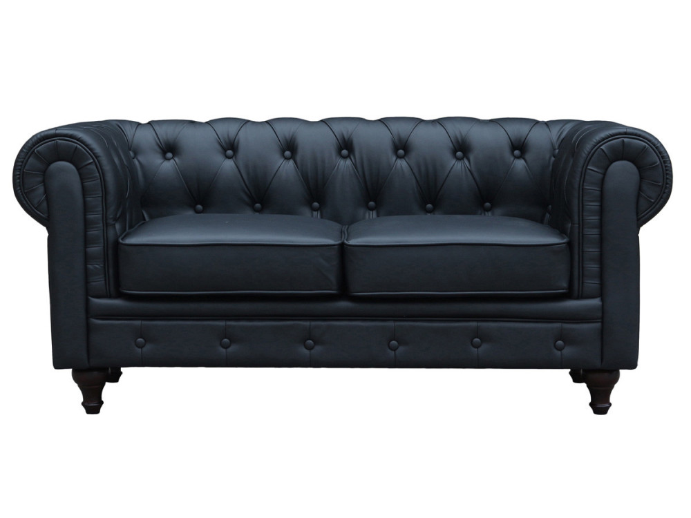 Sofá fixo Chesterfield "Aliza" - 157 x 82 x 70 cm - 2 lugares - Preto