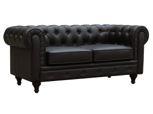 Canapé fixo Chesterfield "Aliza" - 157 x 82 x 70 cm - 2 lugares - Marron