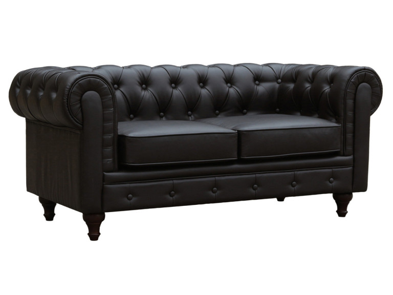 Canapé fixo Chesterfield "Aliza" - 157 x 82 x 70 cm - 2 lugares - Marron
