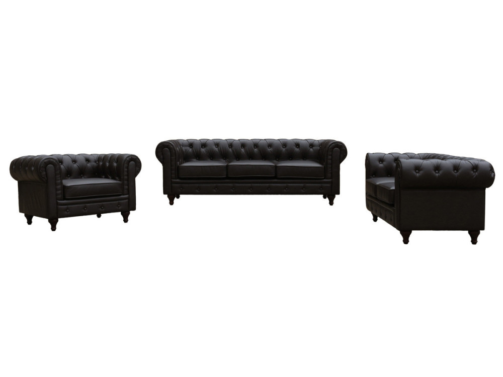 Canapé fixo Chesterfield "Aliza" - 157 x 82 x 70 cm - 2 lugares - Marron