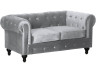 Canapé fixo Chesterfield Velours "Aliza" - 157 x 82 x 70 cm - 2 lugares - Cinza
