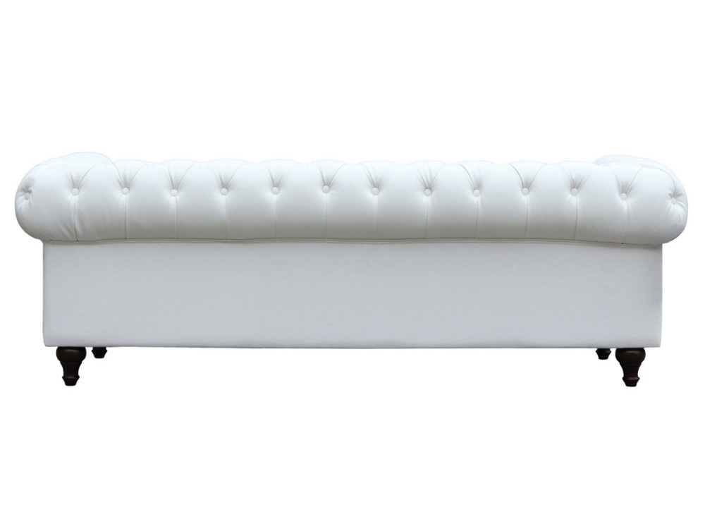 Canapé fixo Chesterfield "Aliza" - 208 x 82 x 70 cm - 3 lugares - Branco