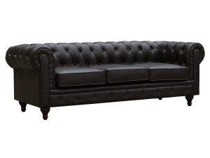 Canapé fixo Chesterfield "Aliza" - 204 x 80 x 58 cm - 3 lugares - Marron