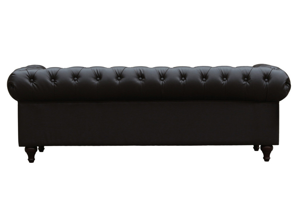 Canapé fixo Chesterfield "Aliza" - 204 x 80 x 58 cm - 3 lugares - Marron