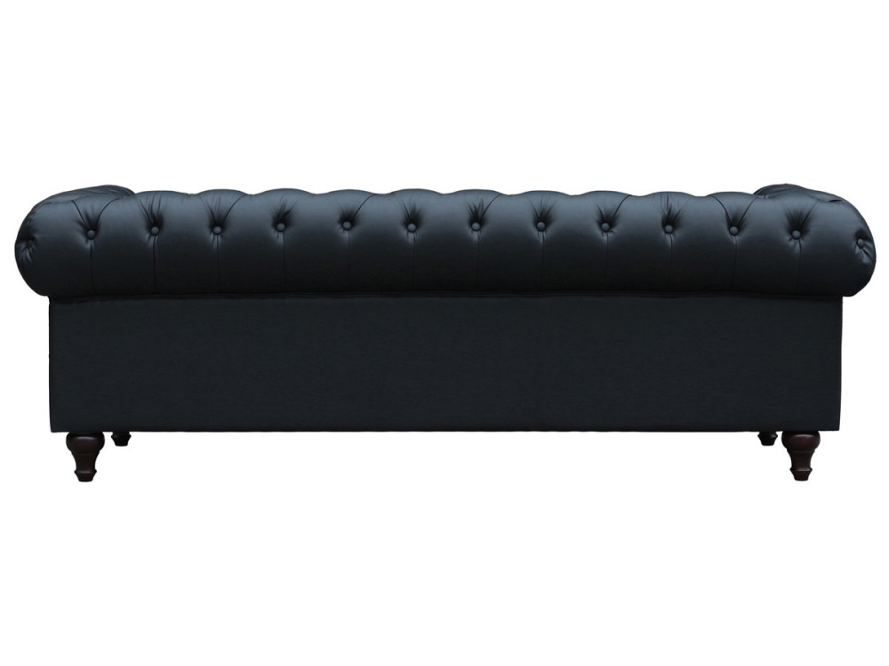Sofá fixo Chesterfield "Aliza" - 208 x 82 x 70 cm - 3 lugares - Preto