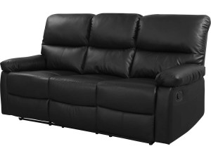 Sofá relaxante "Lincoln" - 197 x 89 x 103 cm - 3 lugares - Preto