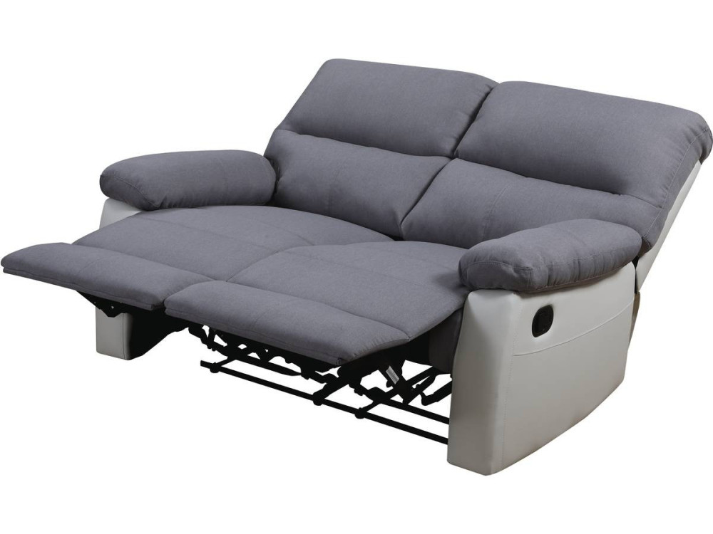 Sofá relax "Lincoln" - 147 x 89 x 103 cm - 2 lugares - Branco / cinza claro