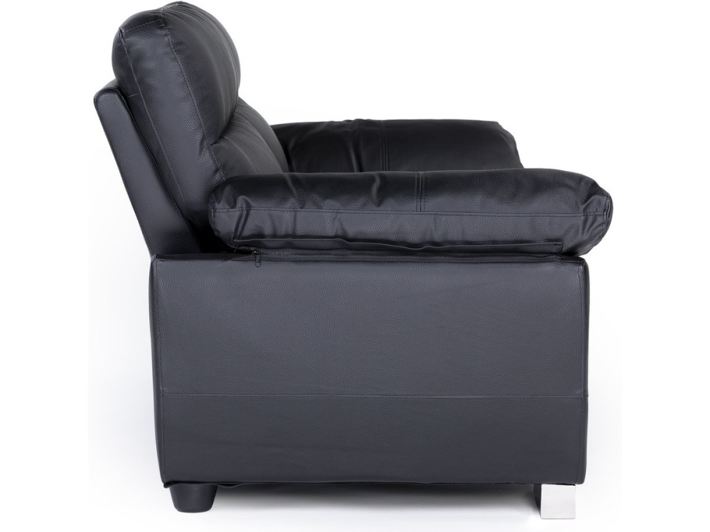 Sofá fixo em couro colado e PVC "Dallas" - 169 x 88 x 90 cm - 2 lugares - Preto