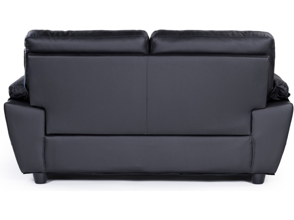 Sofá fixo em couro colado e PVC "Dallas" - 169 x 88 x 90 cm - 2 lugares - Preto