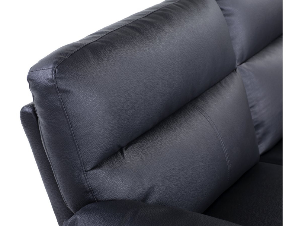Sofá fixo em couro colado e PVC "Dallas" - 169 x 88 x 90 cm - 2 lugares - Preto