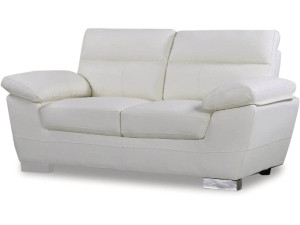 Sofá fixo em couro colado e PVC "Dallas" - 169 x 88 x 90 cm - 2 lugares - Branco