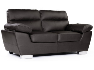 Sofá fixo em couro colado e PVC "Dallas" - 169 x 88 x 90 cm - 2 lugares - Chocolate
