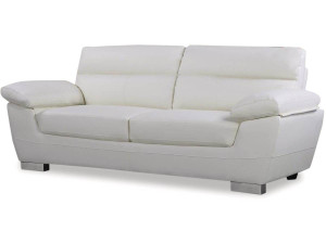 Sofá fixo em couro colado e PVC "Dallas" - 210 X 88 X 90 cm - 3 lugares - Branco