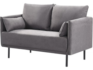 Canapé fixe tissu "Rudy" - 132 x 78 x 88 cm - 2 lugares - Gris foncé