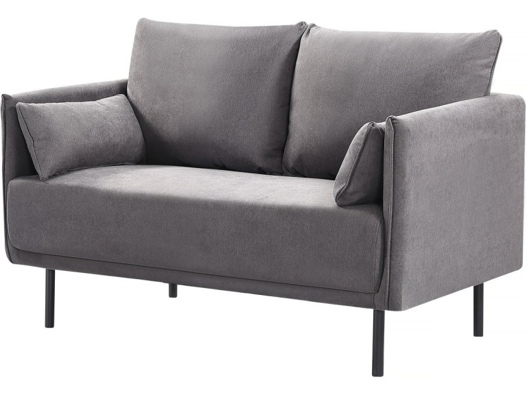 Canapé fixe tissu "Rudy" - 132 x 78 x 88 cm - 2 lugares - Gris foncé