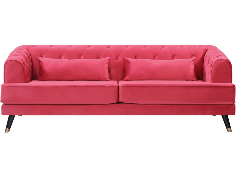 Canapé fixo em veludo "Gloria" - 216 x 86 x 76 cm - 3 lugares - Rouge