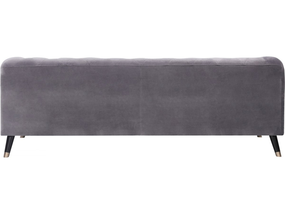 Canapé fixo em veludo "Gloria" - 216 x 86 x 76 cm - 3 lugares - Cinza