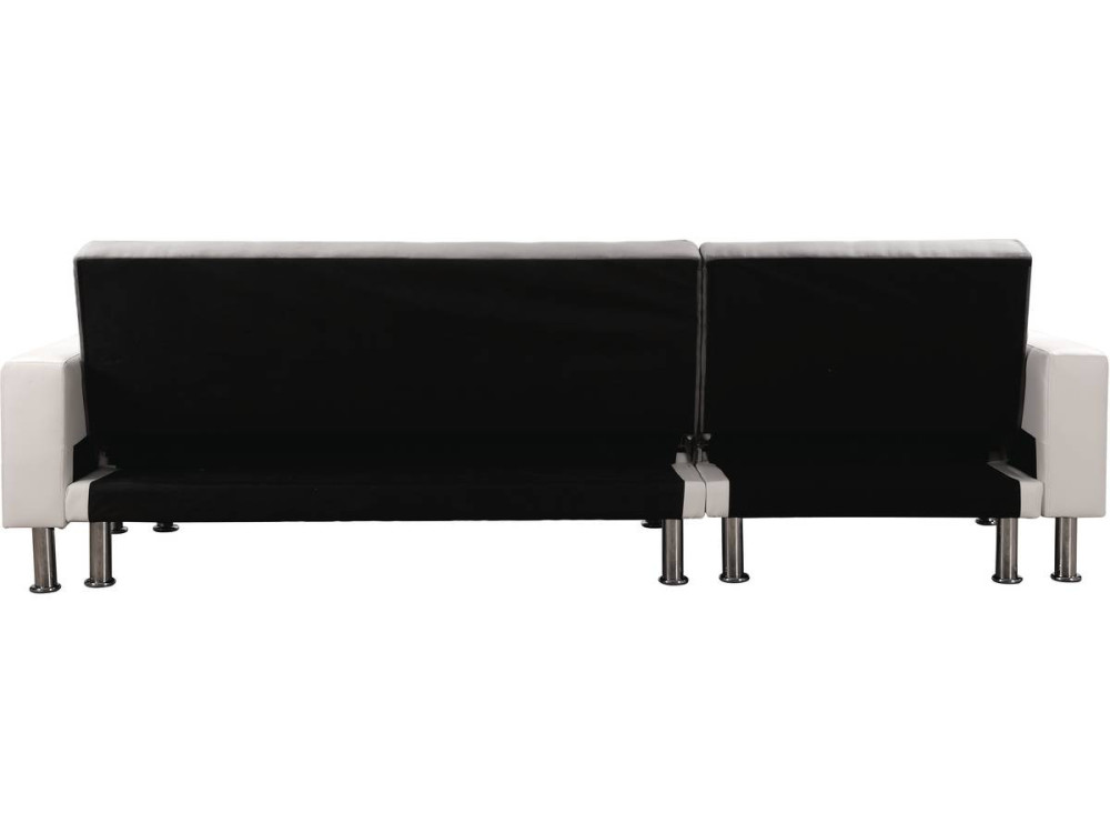 Sofá de canto conversível e reversível "Theo" - 258 x 82/147 x 82 cm - 4 lugares - Branco / Cinza