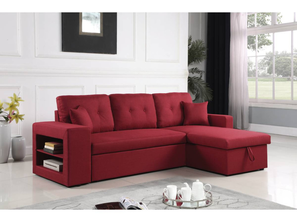 Sofá de canto conversível/reversível "Axel" - 3 lugares - Vermelho
