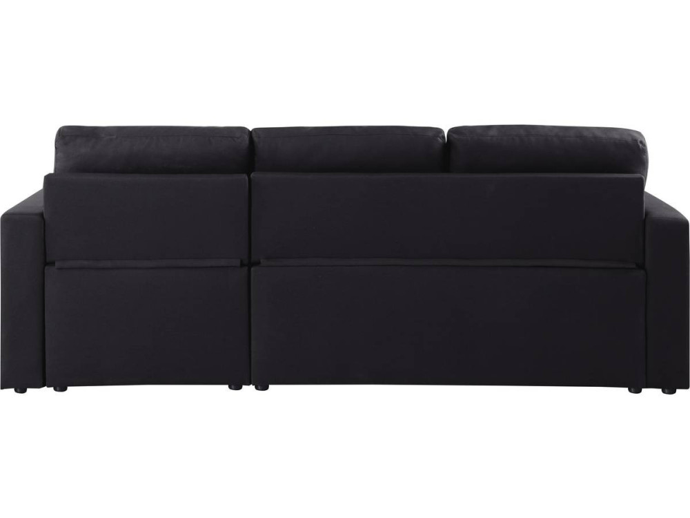 Sofá de canto conversível/reversível "Alain" - 221 x 145 x 85 cm - 3 lugares - Preto