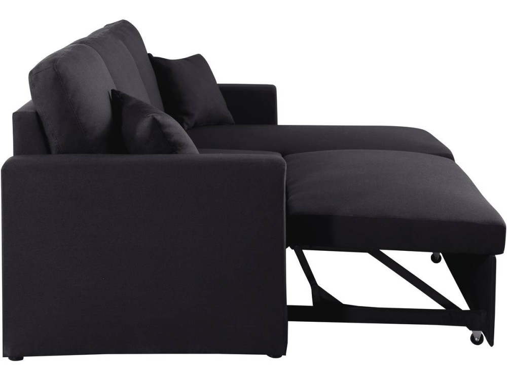 Sofá de canto conversível/reversível "Alain" - 221 x 145 x 85 cm - 3 lugares - Preto