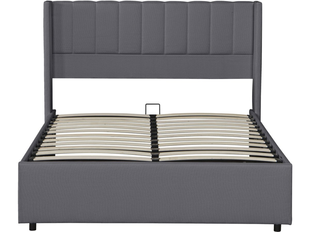 Lit double en tissu avec coffre "Saint-Moritz" - 160 x 200 cm - Gris