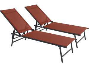 Conjunto de 2 espreguiçadeiras metálicas "Sublima" - 180 x 54 x 104 cm - Terracota